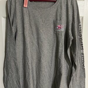 Vineyard Vines Gray Long Sleeve with Pink Whale
